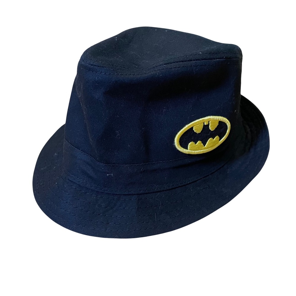 DC Comics Batman Fedora Hat Black‎ Yellow Embroidered Logo Cosplay Men's OSFM